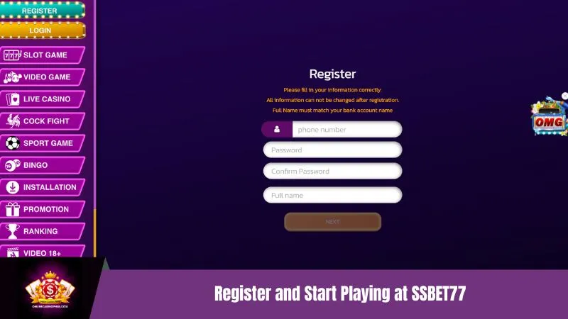 Register and Start Playing at SSBET77