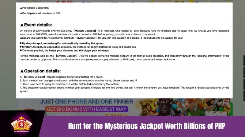 8K8APP Monthly Mysterious Jackpot Worth Billions