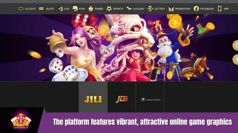 The platform features vibrant, attractive online game graphics