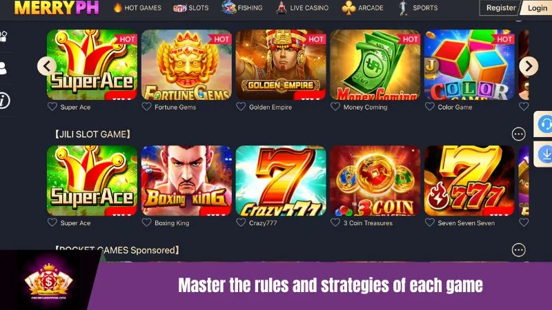 Master the rules and strategies of each game